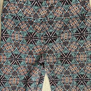LuLaRoe OS Geometric Patterned Leggings - Black, Blue, Orange